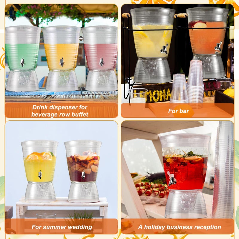 Tioncy 2 Pcs Acrylic Beverage Dispenser with Spigot 2.7 Gallon/ 10 l Clear Drink Water Dispenser Countertop with Detachable Base Iced Juice Container Unbreakable for Wedding Party - Image 3