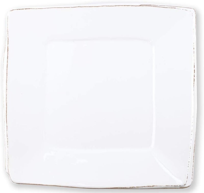 Vietri Melamine Lastra White Unbreakable Square Platter Steak Salad Dessert  Snack Serving Plate - Image 1