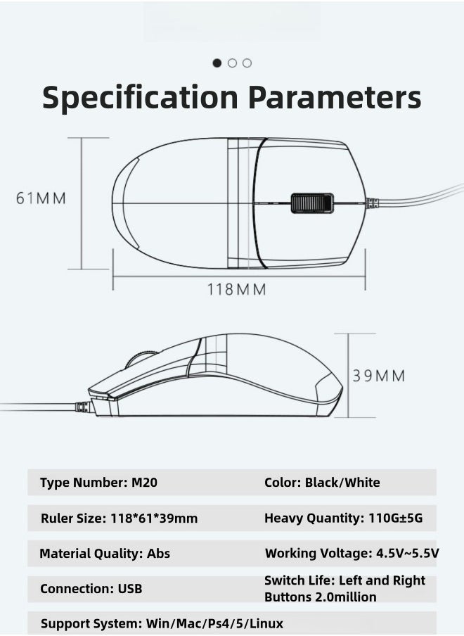 M20 Wired Mouse - Lightweight Ergonomic Design for Comfortable Long Use - Made of ABS Material - pzsku/Z25BF82EF7F1511CB8051Z/45/_/1736502212/9f4a39b0-64fe-4655-97a9-ed2880e8a99c