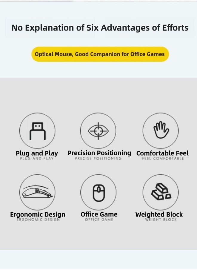 M20 Wired Mouse - Lightweight Ergonomic Design for Comfortable Long Use - Made of ABS Material