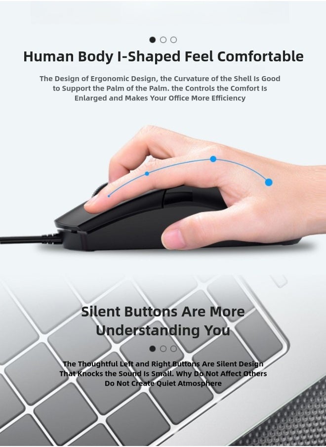 ZIDLI M20 Wired Mouse - Lightweight Ergonomic Design for Comfortable Long Use - Made of ABS Material  - Image 5