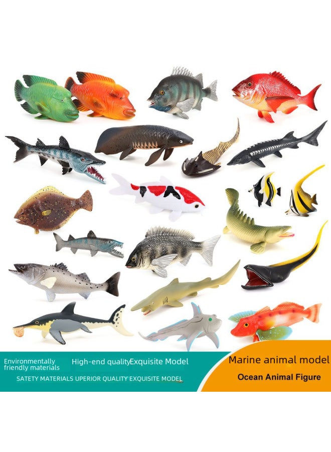 Realistic Ocean Animal Model Solid Plastic Education Cognitive Toys Children Aquarium Decorations Freshwater Fish Figurines-Color:PL127-1335 Wolf Fish - Image 2