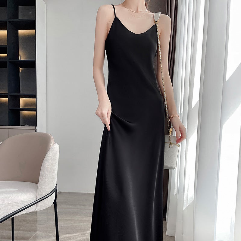 Dress Satin High-End Acetate Suspender Skirt For Women 24 New Summer Inner Elegant Over-The-Knee Long Skirt - Image 1