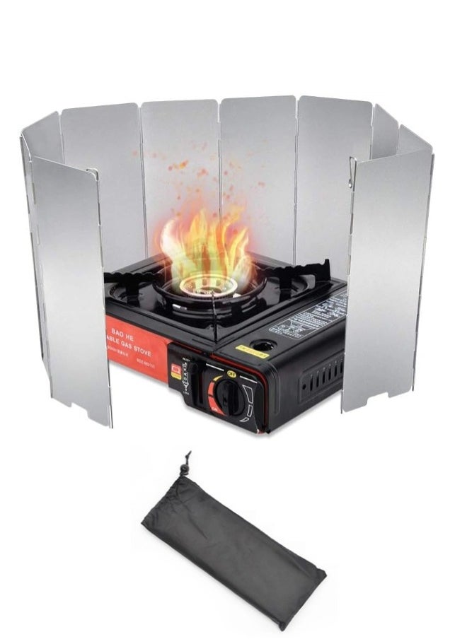 ShebSheb 10 Plates Folding Aluminium Alloy Outdoor Stove Windscreen  - Image 1