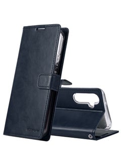 Case Cover For Samsung Galaxy A34 5G GOOSPERY BLUE MOON Crazy Horse Texture Leather Phone Case Dark Blue
