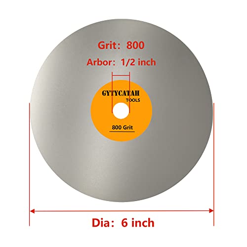 GYTYCATAH Diamond Flat Lap Disc, 6" x 1/2" Arbor 800 Grit, Diamond Coated Flat Lap Wheel for Gemstone Ceramics Stone Glass, Grinding Sanding Disc Lapping Polishing Disc - Image 2