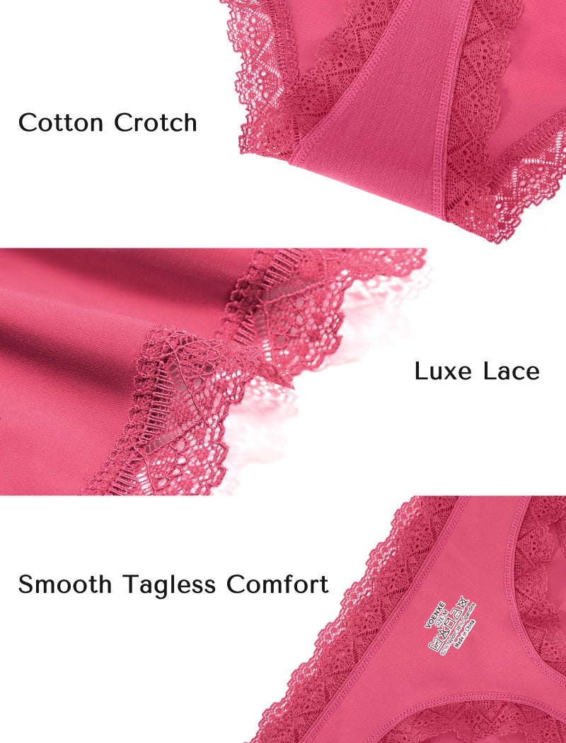 voenxe Seamless Thong for Women,No Show Lace Underwear,Ladies Breathable Comfort Panties Soft Gym Sport Undies,Tanga,5-Pack Assorted - Image 4