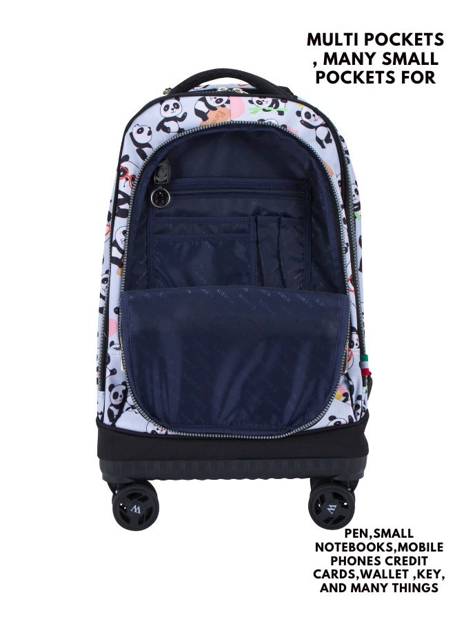 Wires 3 Piece Kids School Trolley Bag laptop compartment 4 Wheels With Lunch bag & Pencil Case  - Image 3