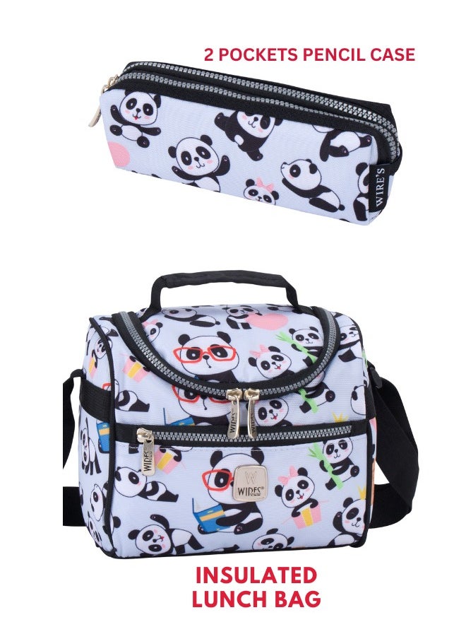 Wires 3 Piece Kids School Trolley Bag laptop compartment 4 Wheels With Lunch bag & Pencil Case  - Image 5