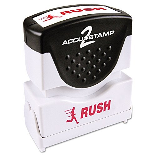 AccuStamp ACCU-STAMP2 Message Stamp with Shutter, 1-Color, RUSH, 1-5/8" x 1/2" Impression, Pre-Ink, Red Ink (035590) - Image 1