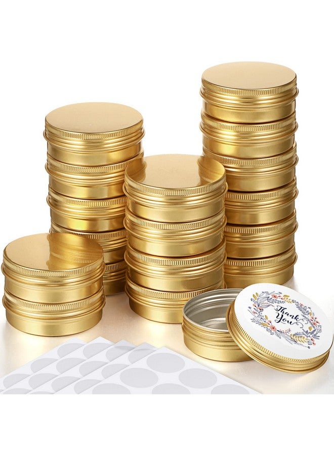 Patelai Patelai 2 oz 72 pcs Metal Round Tins Aluminum Tin Cans Salve Containers with Screw Lid 20 Sheets Stickers for Salve Spice Candies Balms Candles(Gold) - Image 1