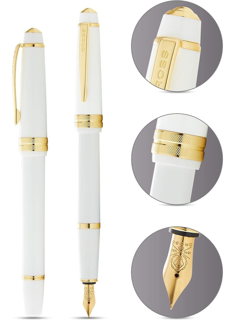 Cross Bailey Light Polished Black Resin Pen with Gold Nib (Ivory White Gold Clip) - Image 2
