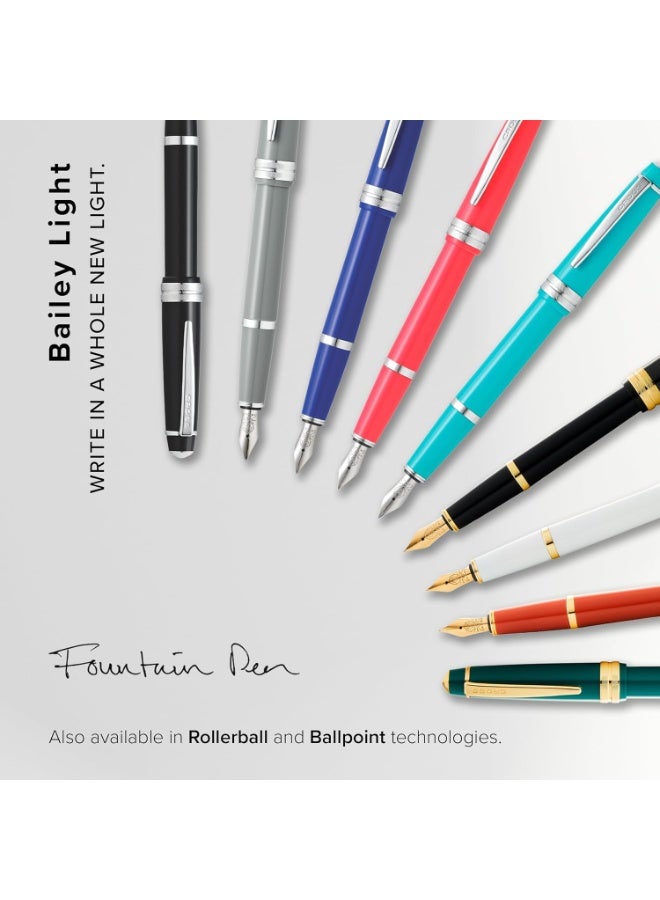 Cross Bailey Light Polished Black Resin Pen with Gold Nib (Ivory White Gold Clip) - Image 4