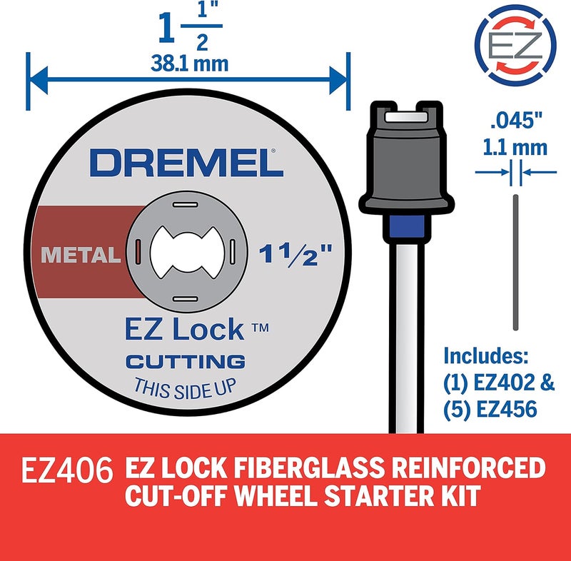 Dremel EZ406-02 EZ-Lock Starter Kit with 5 Fiberglass Reinforced Cut-Off Wheels and Mandrel - Image 2