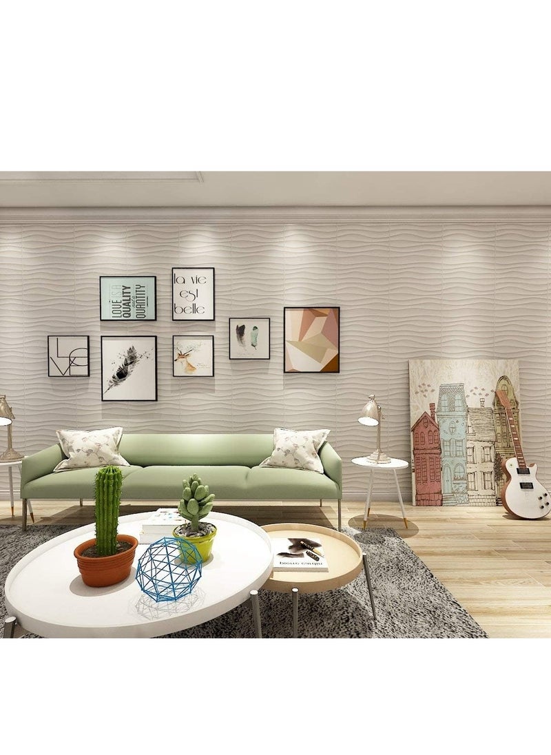 Generic NT 12 PCS 3D Wall Panels 30cm*30cm(11.8'') Wave Pattern for Interior Wall Décor, PVC Flower Textured Wall Panels for Living Room Lobby (White)  - Image 2