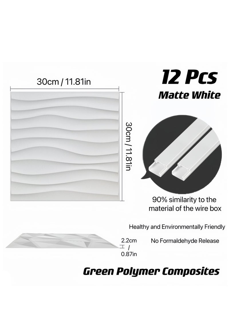Generic NT 12 PCS 3D Wall Panels 30cm*30cm(11.8'') Wave Pattern for Interior Wall Décor, PVC Flower Textured Wall Panels for Living Room Lobby (White)  - Image 3