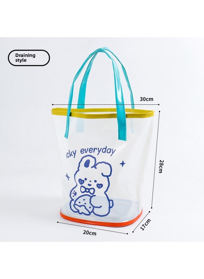 Generic Portable Waterproof Swimming Bag Cartoon PVC Beach Pool Storage Handbag Unisex Summer Outdoor Dry Wet Separation Sport Bag-Color:.-Capacity:Draining Strawberry Rabbit - Image 1