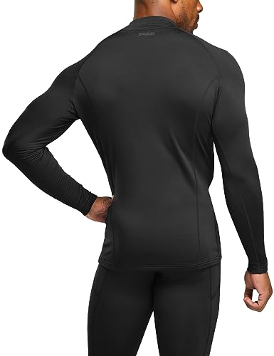 TSLA Men's Thermal Long Sleeve Compression Shirts, Mock/Turtleneck Winter Sports Running Base Layer Top, Heatlock Mock Neck Black, X-Large - Image 2