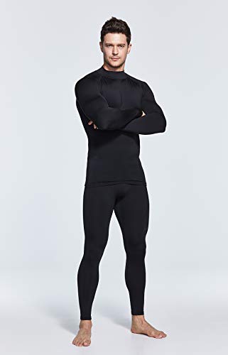 TSLA Men's Thermal Long Sleeve Compression Shirts, Mock/Turtleneck Winter Sports Running Base Layer Top, Heatlock Mock Neck Black, X-Large - Image 3