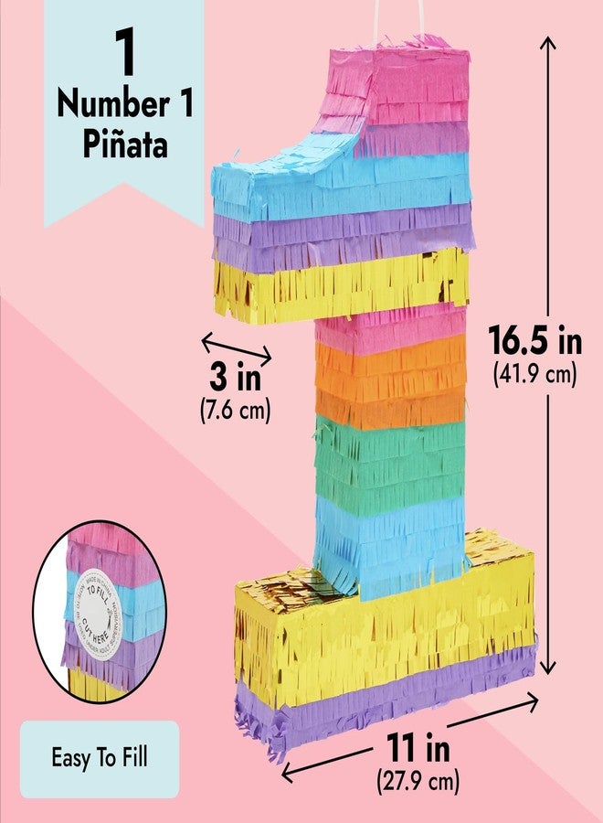 BLUE PANDA 1st Birthday Pinata - 16.5 x 11 x 3 In, Multicolor Corrugated Paper - Rainbow Pinata for 1st Birthday Decorations, Fiesta Party Decoration & Rainbow Party - Image 3