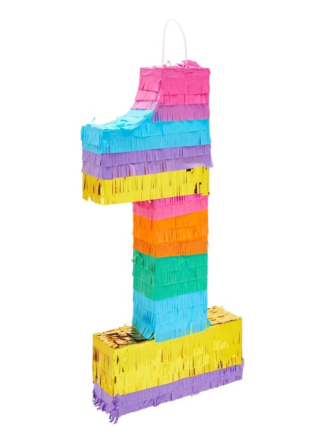 BLUE PANDA 1st Birthday Pinata - 16.5 x 11 x 3 In, Multicolor Corrugated Paper - Rainbow Pinata for 1st Birthday Decorations, Fiesta Party Decoration & Rainbow Party - Image 1