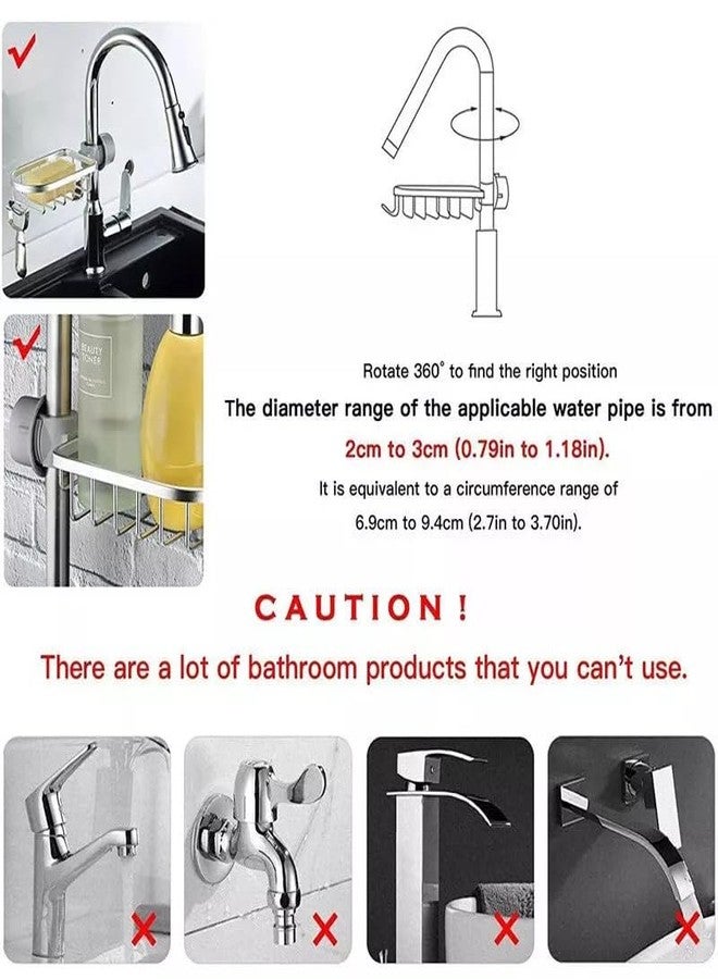 EVVIX Faucet Storage Rack, Sponge Holder Over Faucet, Adjustable Hanging Sponge Holder for Kitchen Sink, Hanging Drain Basket Holder Organizer Bathroom Accessory, Soap Holder for Sink Tap (Silver) - Image 4