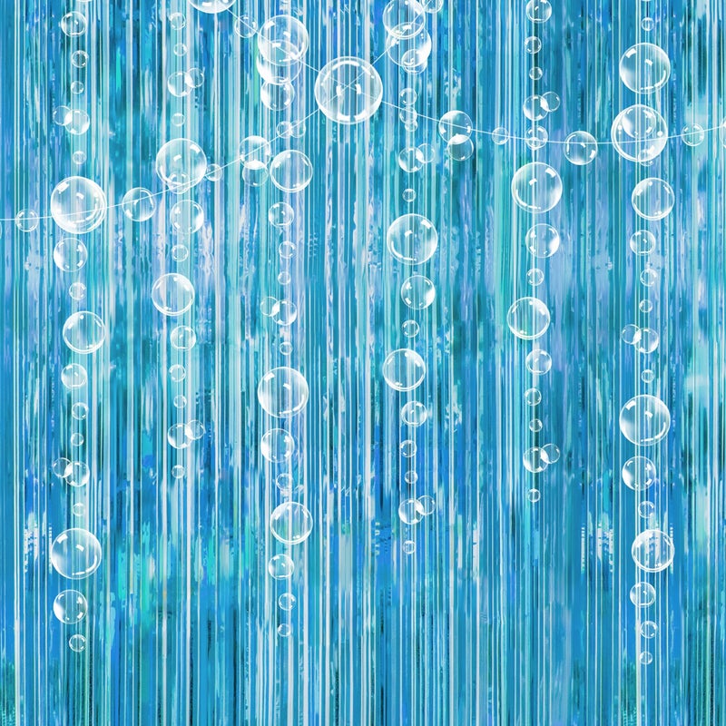 Decor365 Under The Sea Party Decorations Bubble Garland Backdrop Mermaid Birthday Party Decorations Ocean Theme Streamers Foil Fringe Curtain Pool Beach Theme Decor Bubbles Backdrop - Image 1