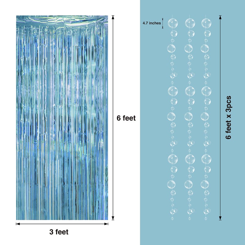 Decor365 Under The Sea Party Decorations Bubble Garland Backdrop Mermaid Birthday Party Decorations Ocean Theme Streamers Foil Fringe Curtain Pool Beach Theme Decor Bubbles Backdrop - Image 2