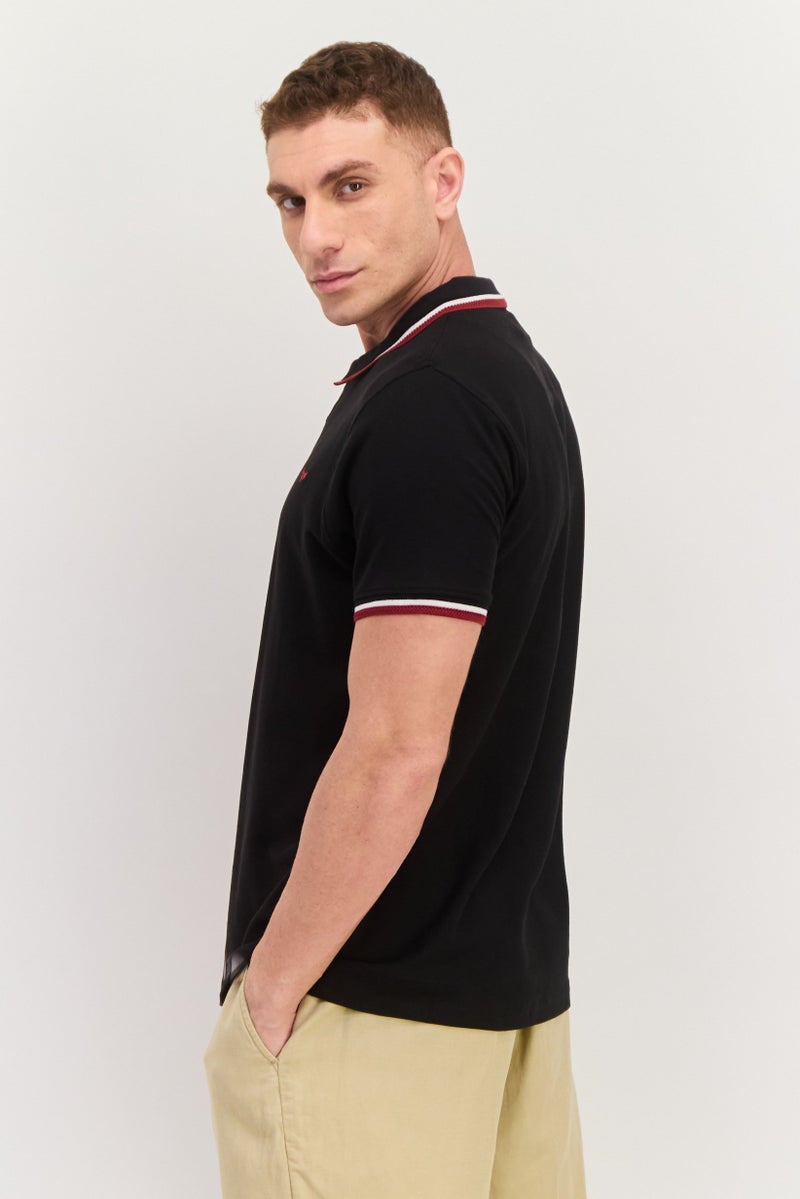 Threadbare Men Regular Fit Embroidered Short Sleeves Polo, Black Combo - Image 2