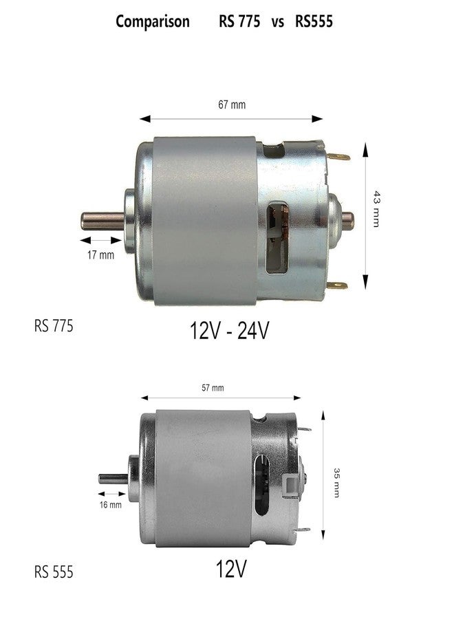 Robodo RS-775 DC 12V-24V High Speed Metal Large Torque Small DC Motor Replacement for DIY Toy Cars - Image 3