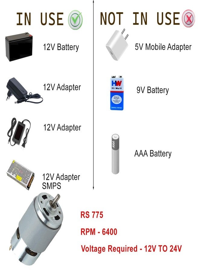 Robodo RS-775 DC 12V-24V High Speed Metal Large Torque Small DC Motor Replacement for DIY Toy Cars - Image 4