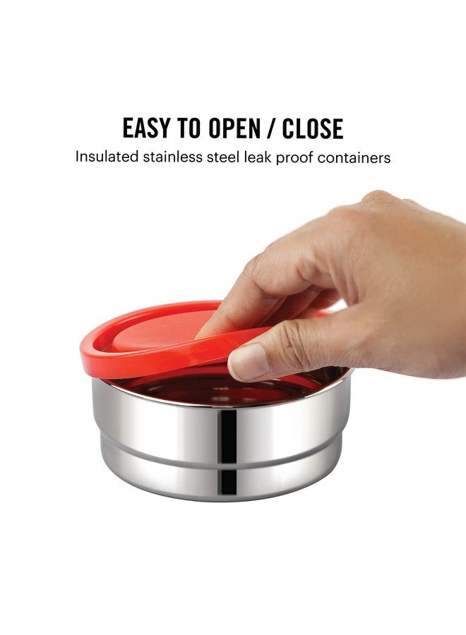 Cello CELLO Eco Bite Stainless Steel Lunch Box 2 Container with Jacket, Red | Microwave Safe & Leak Proof Containers | Full Meal and Easy to Carry  - Image 4