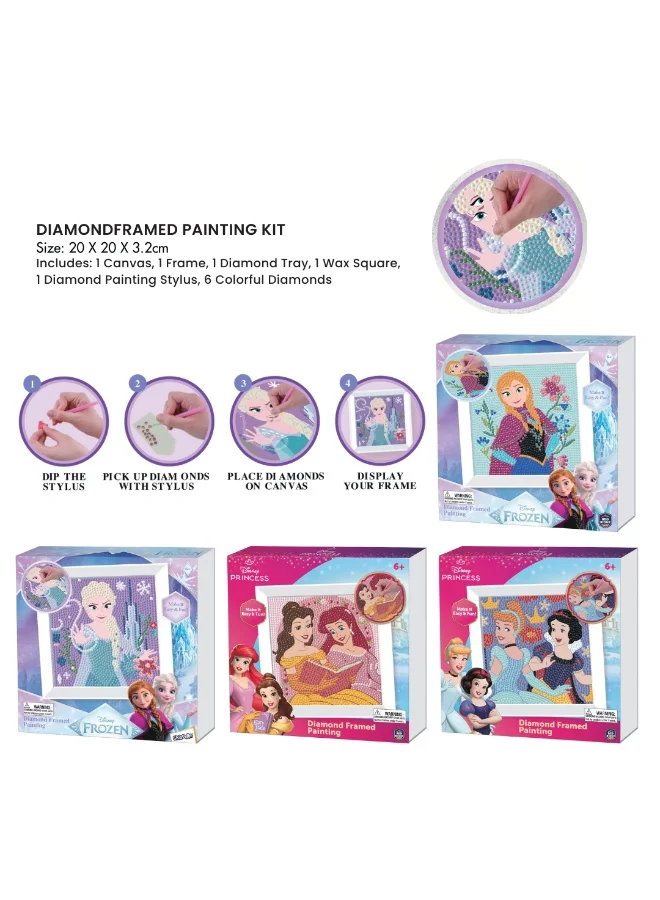 Disney Princess Diamond Framed Painting Kit | Make It Easy & Fun | Art & Craft Home Wall Décor | Age 3+