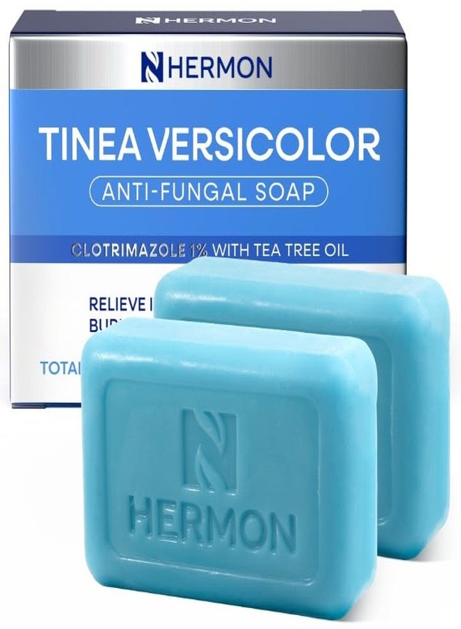 Hermon Tinea Versicolor Soap 2 Bars: Multi-Functional Clinically Proven for Tinea Versicolor, Athlete's Foot, Jock Itch, Ringworm - Fact Action, Soothes, Cleanses, and Restores Skin Health - Image 1