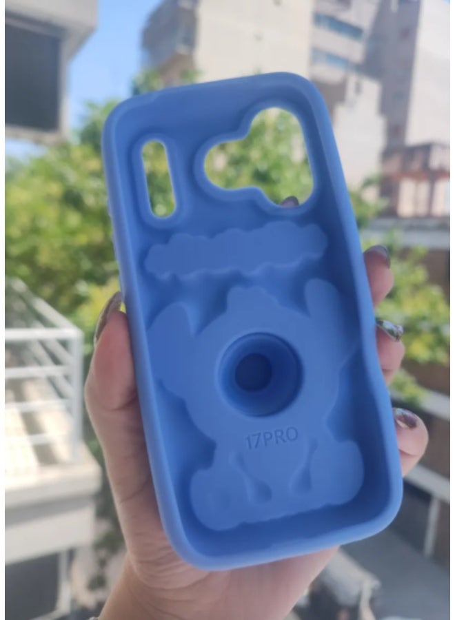 COVERSCART Stitch 3D Silicone Back Cover for Apple iPhone 17 Pro Soft Shockproof Protective Case - Blue - Image 3
