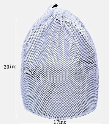 Heng happy Small Commercial Mesh Laundry Bag with Handle and Drawstring for Dormitory, Travelling, College,Apartment, Camping, RV, Machine Washable, Hanging Mesh Bag,20×17inc - Image 2