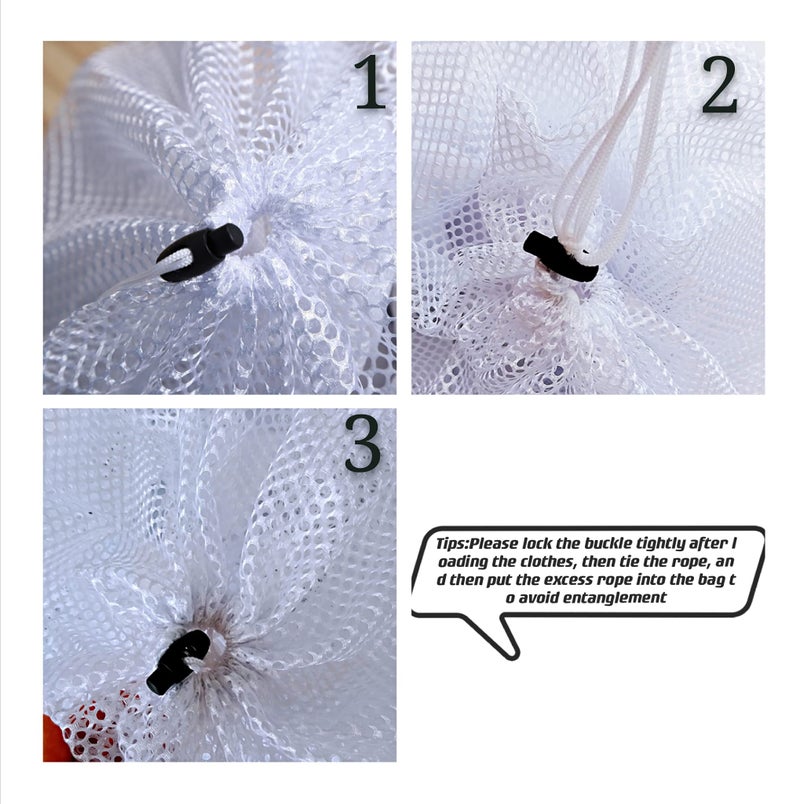 Heng happy Small Commercial Mesh Laundry Bag with Handle and Drawstring for Dormitory, Travelling, College,Apartment, Camping, RV, Machine Washable, Hanging Mesh Bag,20×17inc - Image 4