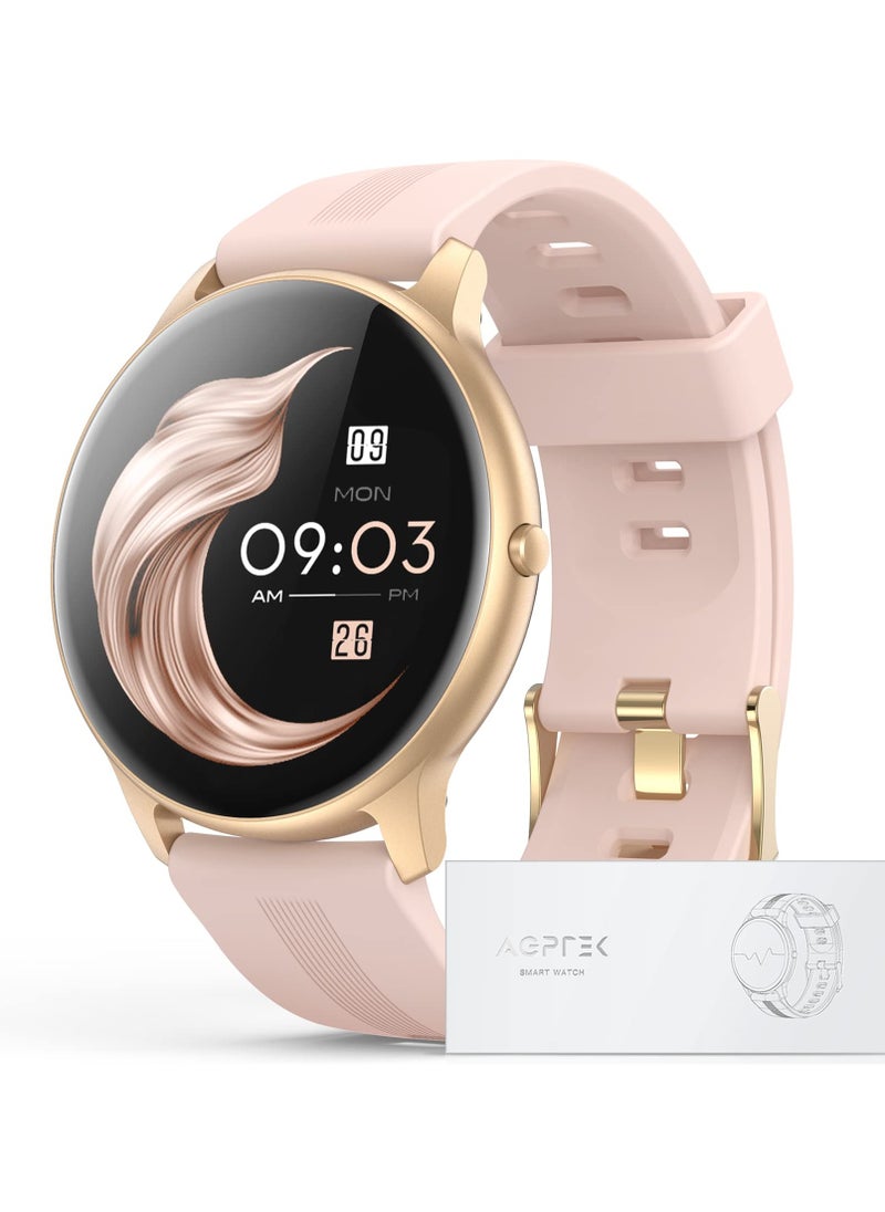 AGPtek - Smart Watch for Women, AGPTEK Smartwatch for Android and iOS Phones IP68 Waterproof Activity Tracker with Full Touch Color Screen Heart Rate Monitor Pedometer Sleep Monitor, Pink - Image 1