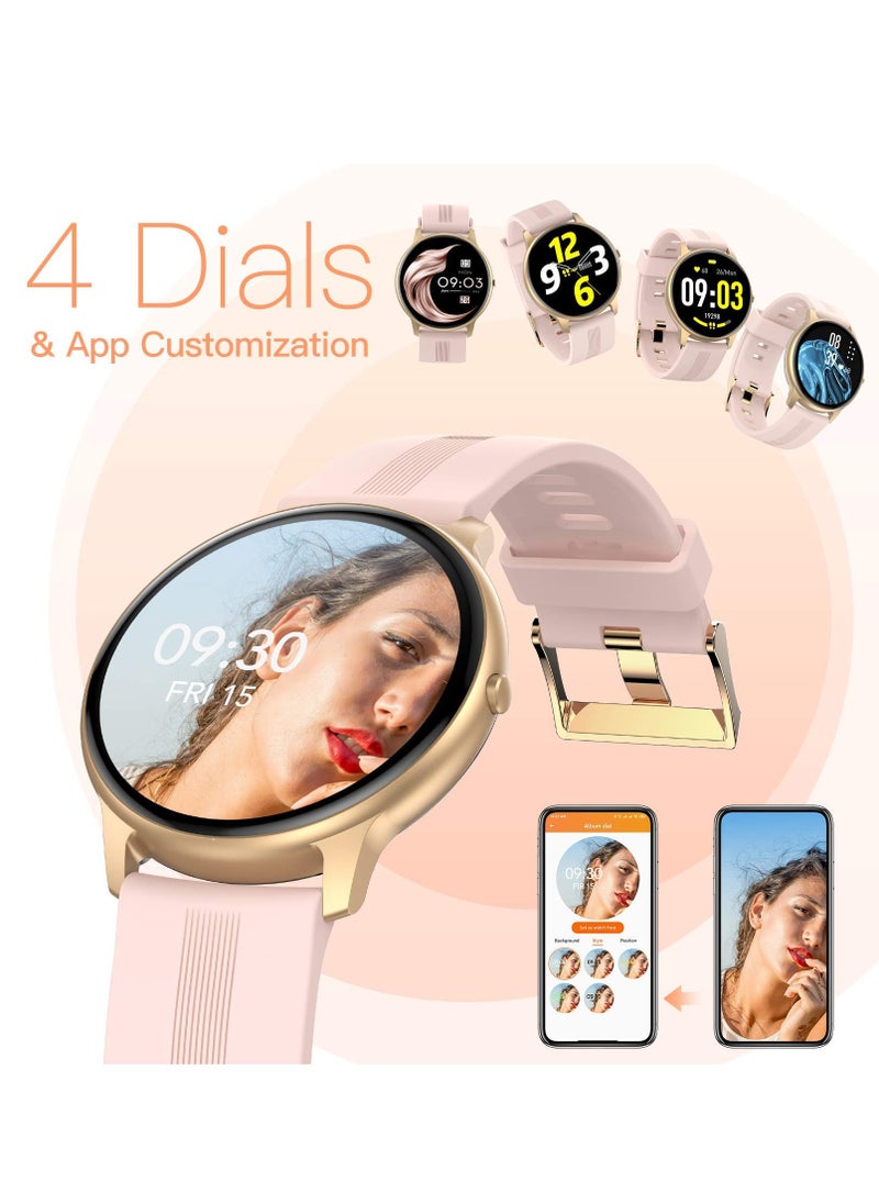 AGPtek - Smart Watch for Women, AGPTEK Smartwatch for Android and iOS Phones IP68 Waterproof Activity Tracker with Full Touch Color Screen Heart Rate Monitor Pedometer Sleep Monitor, Pink - Image 1