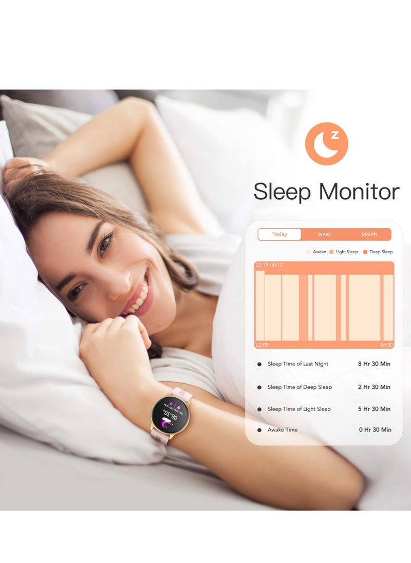 AGPtek - Smart Watch for Women, AGPTEK Smartwatch for Android and iOS Phones IP68 Waterproof Activity Tracker with Full Touch Color Screen Heart Rate Monitor Pedometer Sleep Monitor, Pink - Image 1