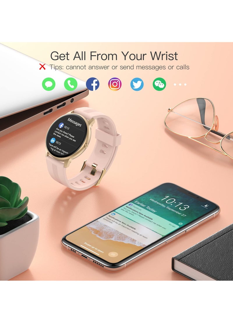 AGPtek - Smart Watch for Women, AGPTEK Smartwatch for Android and iOS Phones IP68 Waterproof Activity Tracker with Full Touch Color Screen Heart Rate Monitor Pedometer Sleep Monitor, Pink - Image 1