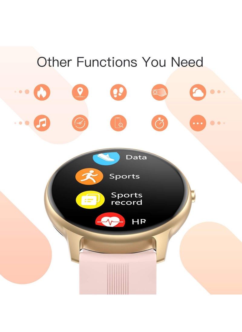 AGPtek - Smart Watch for Women, AGPTEK Smartwatch for Android and iOS Phones IP68 Waterproof Activity Tracker with Full Touch Color Screen Heart Rate Monitor Pedometer Sleep Monitor, Pink - Image 1