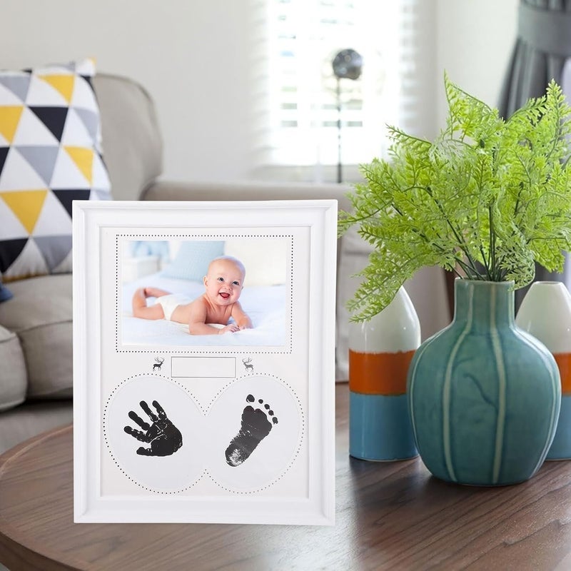 Garneck Handprint Photo Frame and Footprint Keepsake Frame for Newborns 6-inch White Growth Memory Gift for Boys and Nursery Decor - Image 5