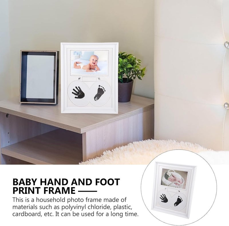 Garneck Handprint Photo Frame and Footprint Keepsake Frame for Newborns 6-inch White Growth Memory Gift for Boys and Nursery Decor - Image 3