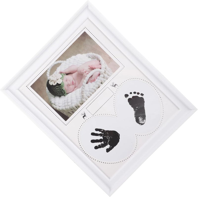Garneck Handprint Photo Frame and Footprint Keepsake Frame for Newborns 6-inch White Growth Memory Gift for Boys and Nursery Decor - Image 1