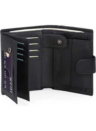 محفظة رجالية متعددة الوظائف مزودة بخاصية حجب RFID مصنوعة من الجلد، محفظة بطاقات ائتمان ثلاثية الطيات، محفظة مدمجة للرجال مع نافذة لبطاقة الهوية وجيب للعملات المعدنية (أسود) - pzsku/Z25C071BC5AB78B9266D9Z/45/_/1701932276/d6f55c8a-b585-41bc-8f80-12b60740c930