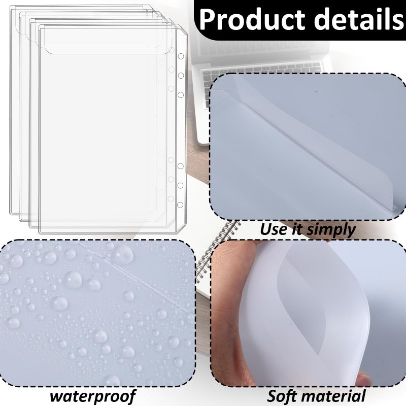 salbsever A6 Binder Pockets, 12PCS A6 Size 6 Holes Binder Inserts, A6 Binder Inserts Sleeves Premium Clear Binder Zipper Folders Document Filing Bags for 6-Ring Notebook Binder Loose Leaf Bags, Clear - Image 4