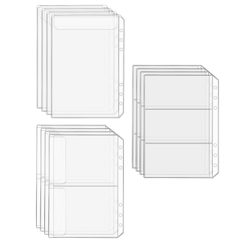 salbsever A6 Binder Pockets, 12PCS A6 Size 6 Holes Binder Inserts, A6 Binder Inserts Sleeves Premium Clear Binder Zipper Folders Document Filing Bags for 6-Ring Notebook Binder Loose Leaf Bags, Clear - Image 1