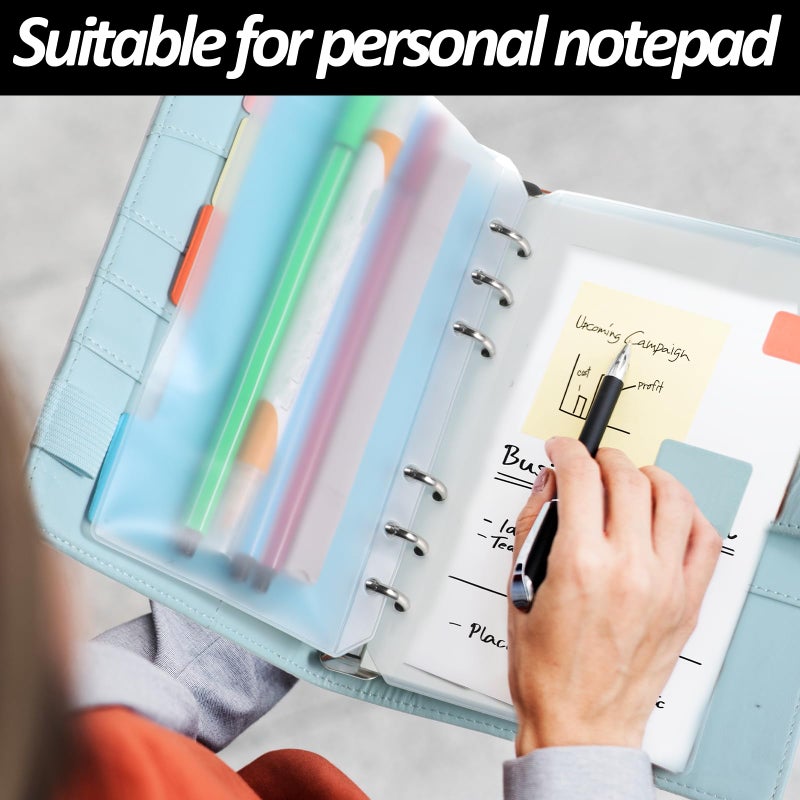 salbsever A6 Binder Pockets, 12PCS A6 Size 6 Holes Binder Inserts, A6 Binder Inserts Sleeves Premium Clear Binder Zipper Folders Document Filing Bags for 6-Ring Notebook Binder Loose Leaf Bags, Clear - Image 3