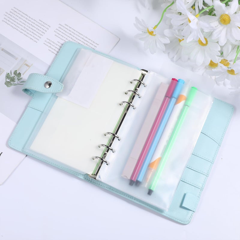salbsever A6 Binder Pockets, 12PCS A6 Size 6 Holes Binder Inserts, A6 Binder Inserts Sleeves Premium Clear Binder Zipper Folders Document Filing Bags for 6-Ring Notebook Binder Loose Leaf Bags, Clear - Image 5